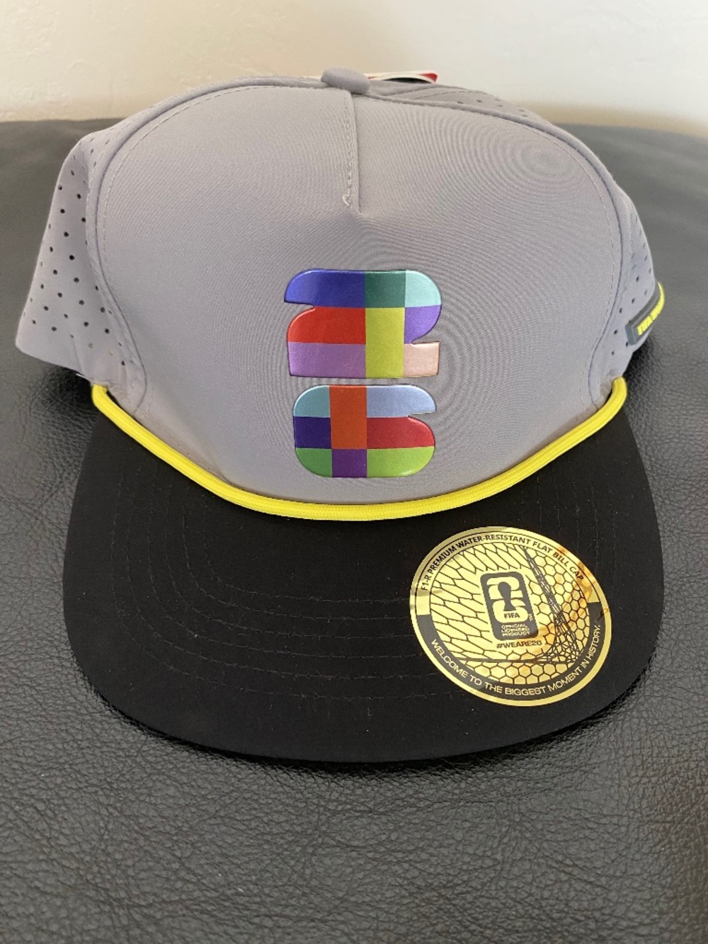 NWT Official FIFA World Cup 2026 Flat Bill Snapback Rope Hat Gray/Black